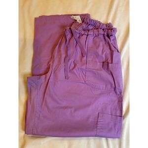 Butter-Soft Stretch Scrub Pants Womens 2X Purple Orchid Cargo Drawstring BSS698